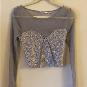 Mesh lilac and silver crop top worn once